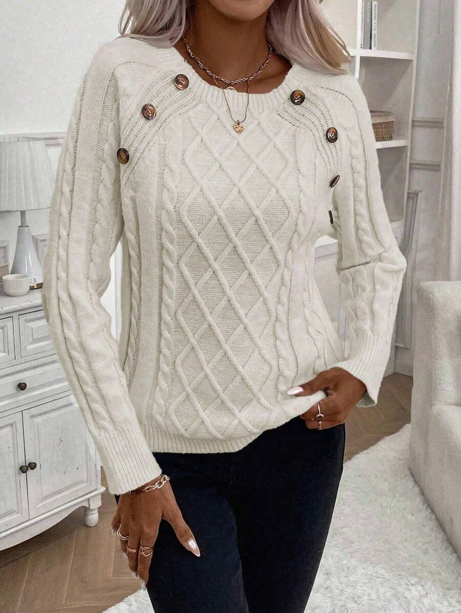 Ivory™ – Button Jumper for Effortless Everyday Elegance