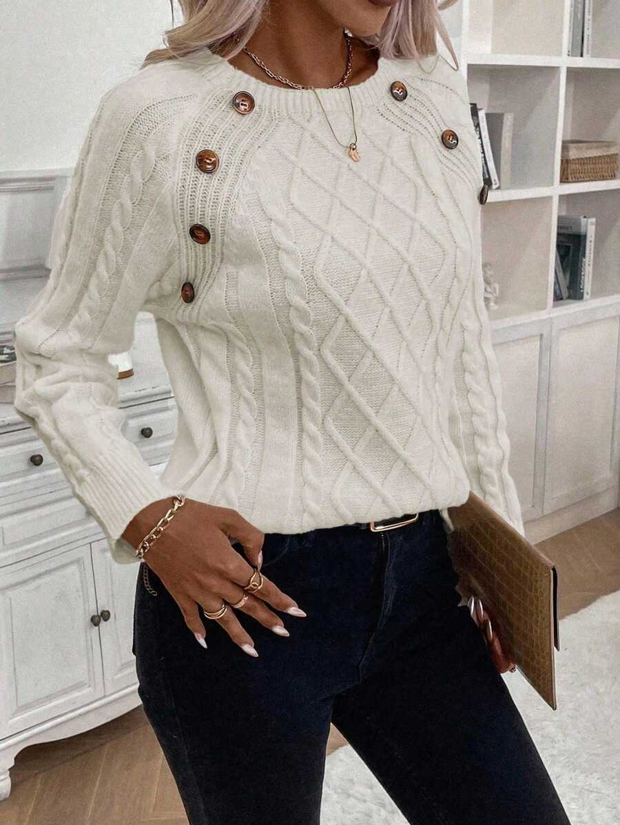 Ivory™ – Button Jumper for Effortless Everyday Elegance