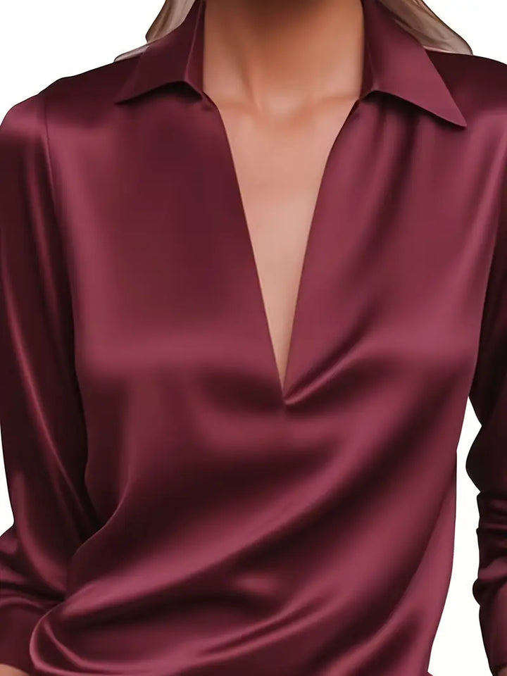 Naya™ – Elegant V-Neck Blouse for Day-to-Night Confidence