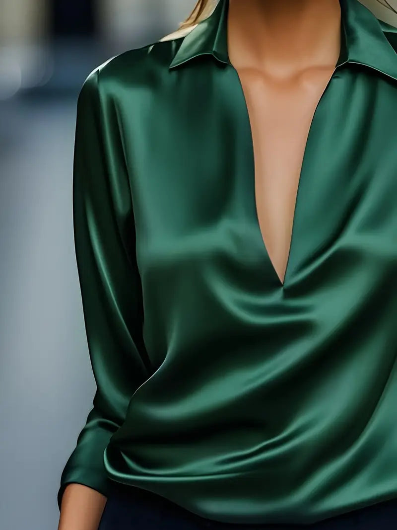 Naya™ – Elegant V-Neck Blouse for Day-to-Night Confidence