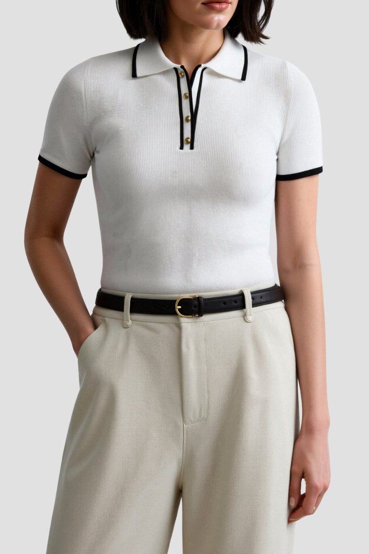 NOBA Contrast Elegant Trim Button Up Polo