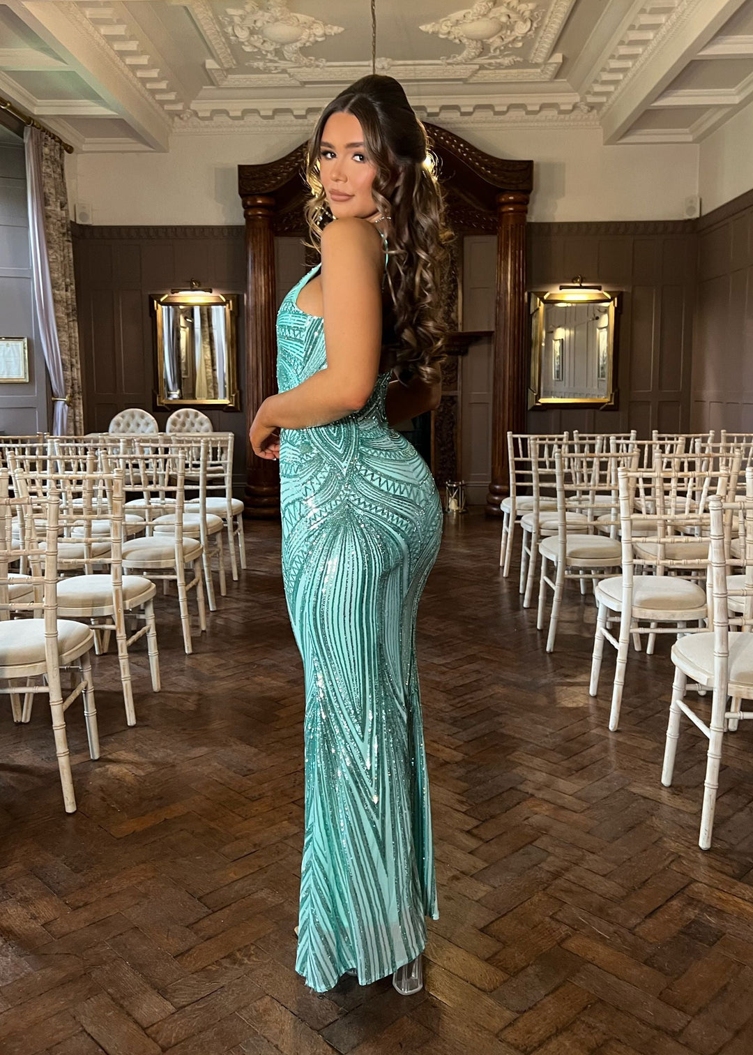 Always Sparkling Embellished Gown - Aqua