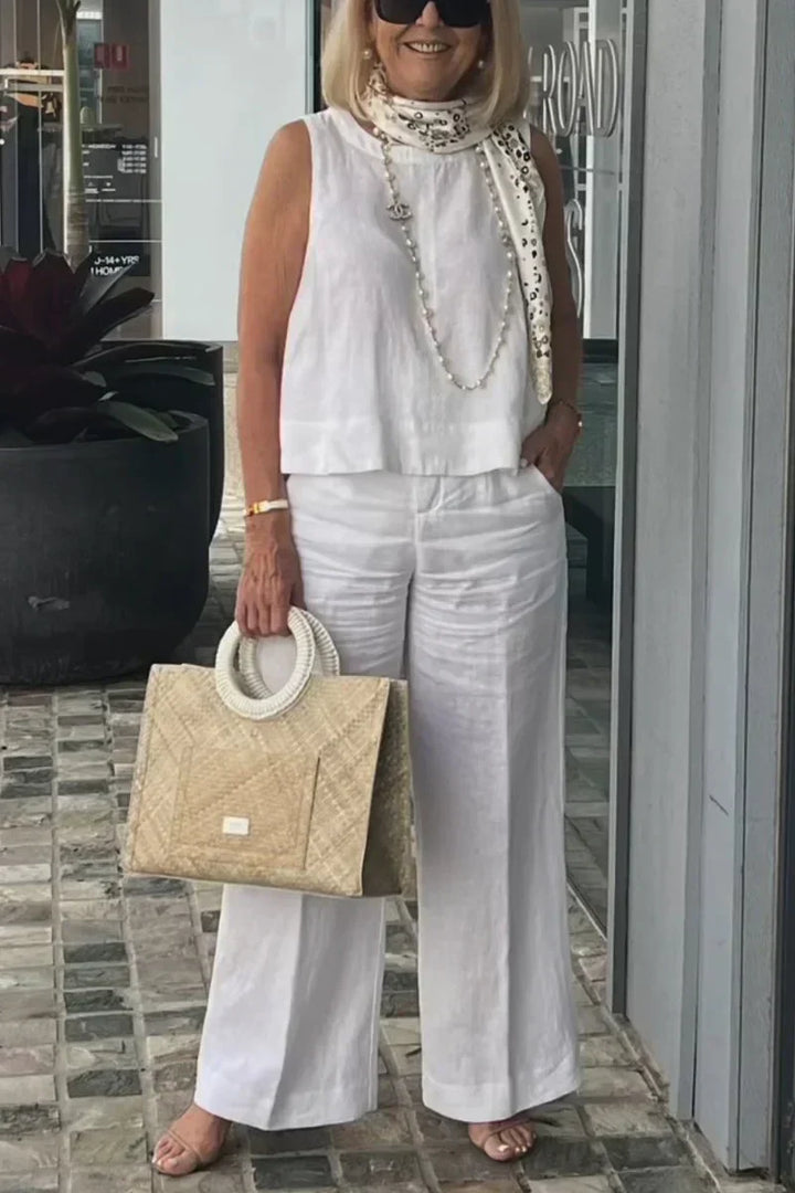 ZURI – COTTON AND LINEN SLEEVELESS SUIT