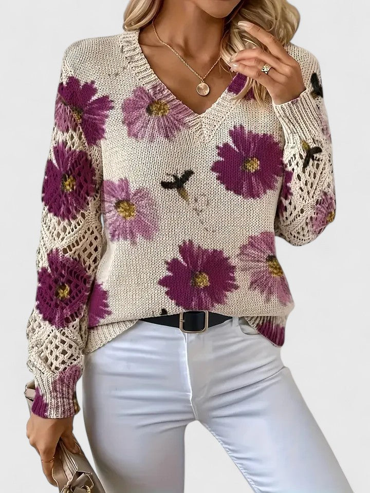 Maelynn™ – Floral Sweater for Timeless Elegance