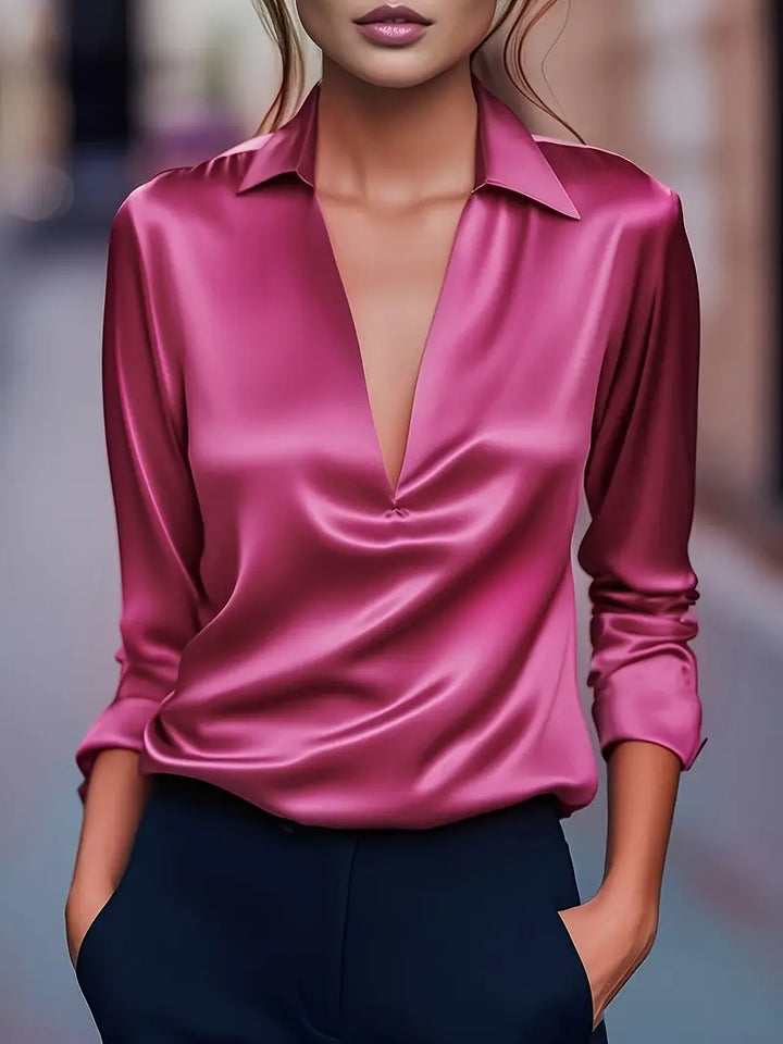 Naya™ – Elegant V-Neck Blouse for Day-to-Night Confidence