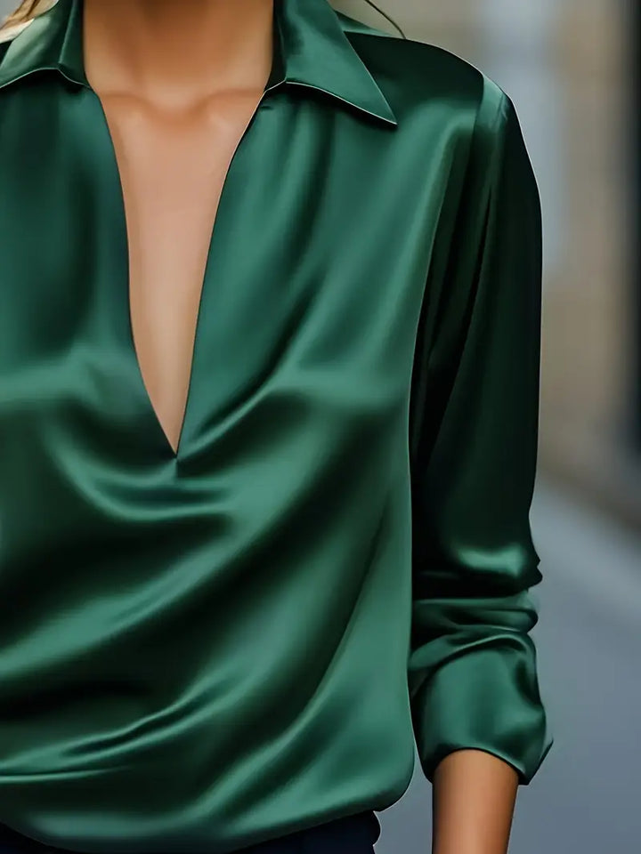 Naya™ – Elegant V-Neck Blouse for Day-to-Night Confidence