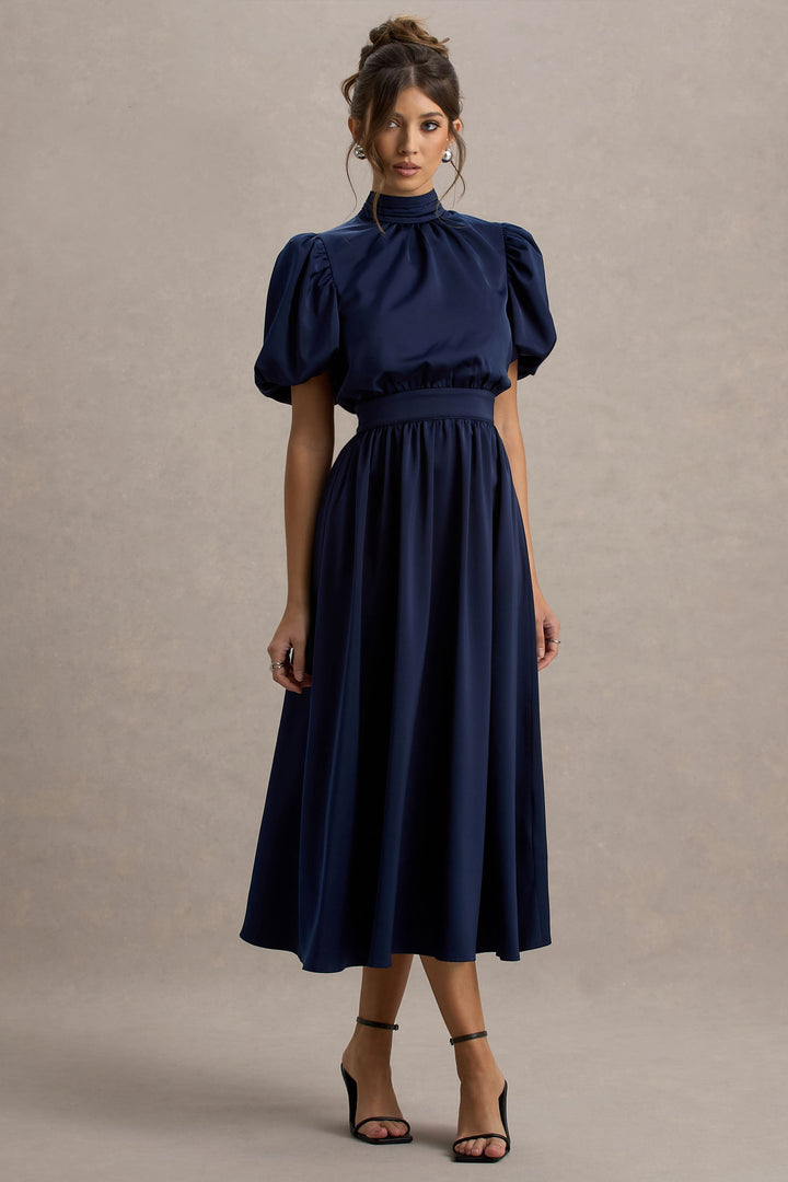 Persea | Navy Midi Dress